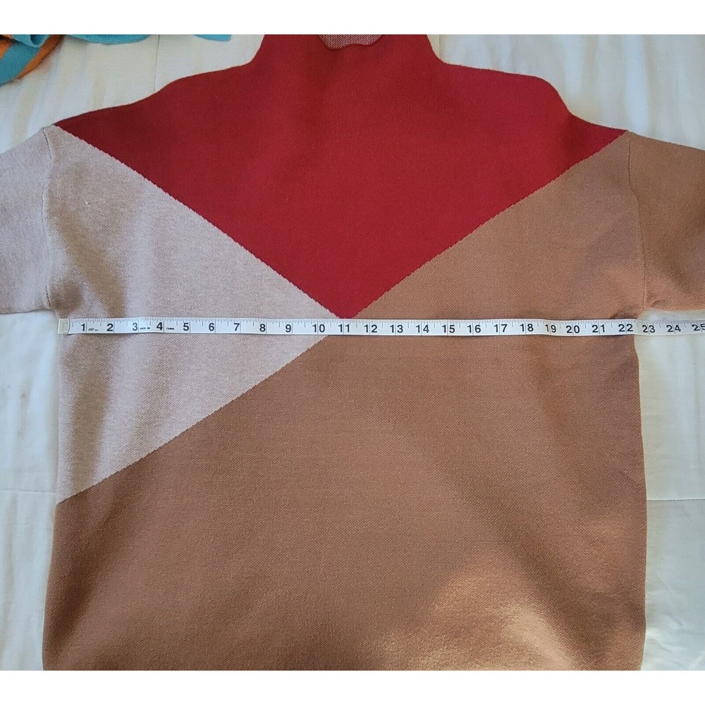Tahari Womens Colorblock Angled Mock Neck Sweater Size XL Casual - Picture 6 of 7